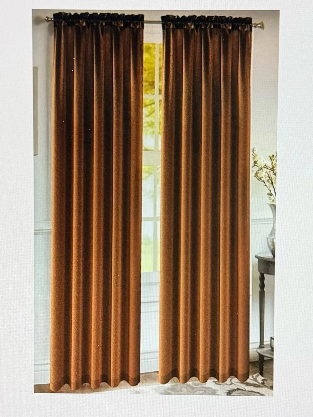 6 - Brown Satin Curtain Panels 54”w x 84” Length